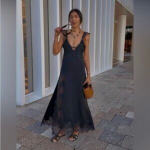Zara Black Lace Maxi Dress